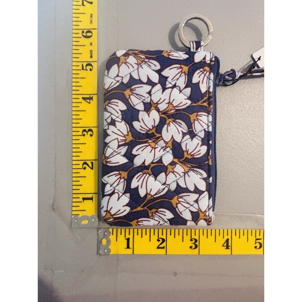 Vera Bradley Pawpaw Power Zip ID Storage Coin Card Wallet Keyring Floral New - Picture 2 of 4